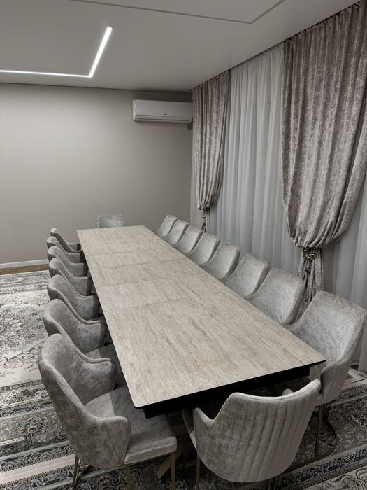 Үлкен дастархан стол + орындықтар