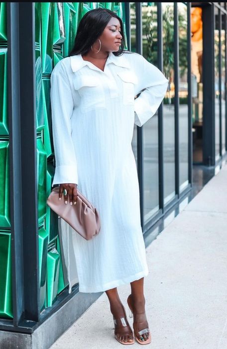 Бяла рокля кафтан дълга лятна плажна риза туника maxi oversized цепки