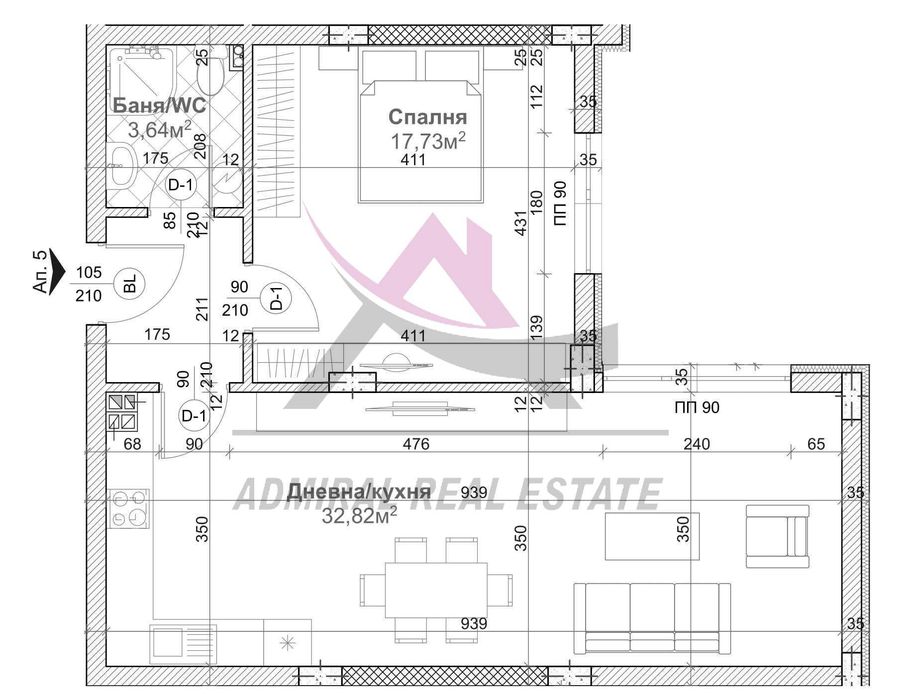 Продава се Двустаен апартамент в Варна, Левски - 80 кв.м за 1340 €/кв.м - Снимка #1