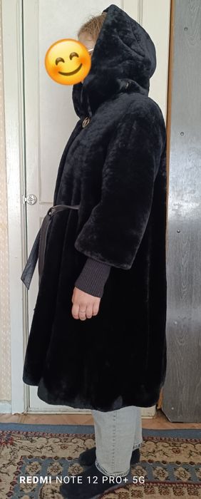 Шуба черная мутон