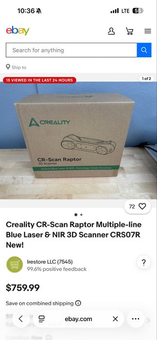 Creality CR-Scan Raptor Multiple-line Blue Laser NIR 3D Scanner CRS07R