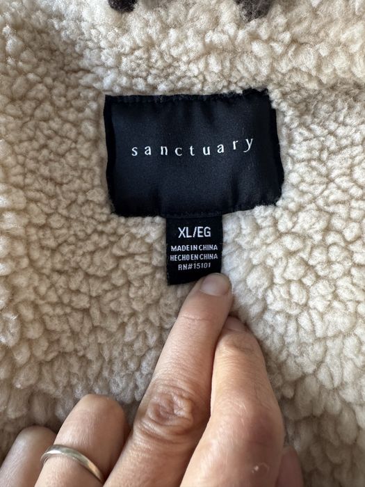 Vestă Sanctuary în carouri, cu guler pufos, XL
