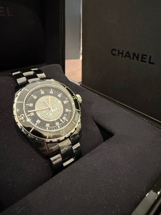 Chanel J12 black ceramic diamond dial ladies