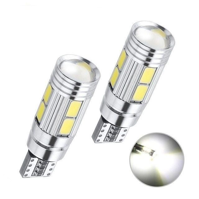 комплект от 2 броя лед крушки за габарит т10 w5w led 10 smd canbus ...