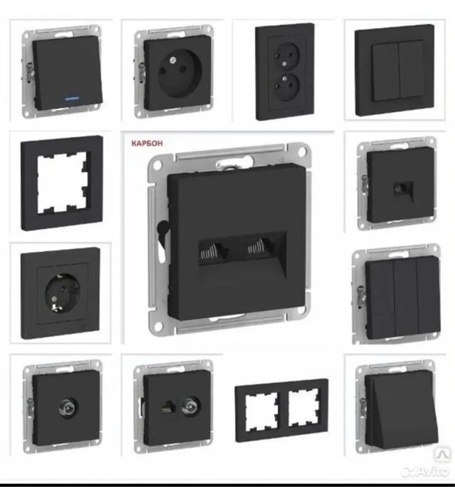 Черные, белые розетки, выключатели шнайдер