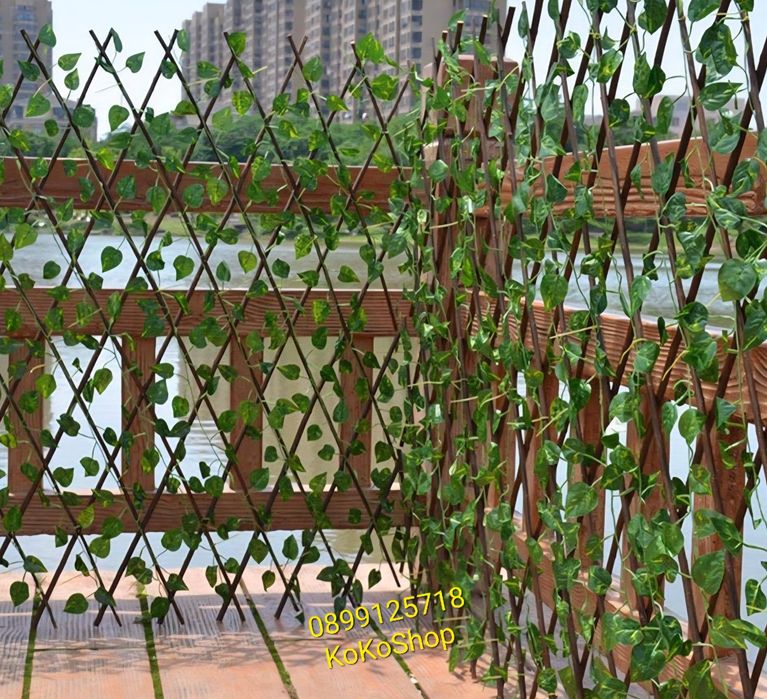 Пергола с изкуствени листа 180х60 см. - дървена преграда