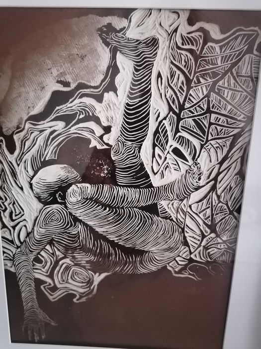 Ръчно гравирана графика в рамка, 100 евро