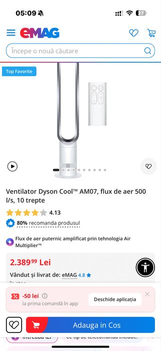 Ventilator Dyson Cool™ AM07 sigilat !