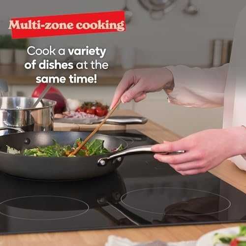 Нов Russell Hobbs 90см, Керамичен плот, 5 зони, Безопасен и удобен за готвене кухня