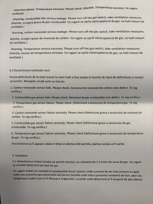 Detector pentru scurgeri de gaz si monoxid de carbon plus electovana