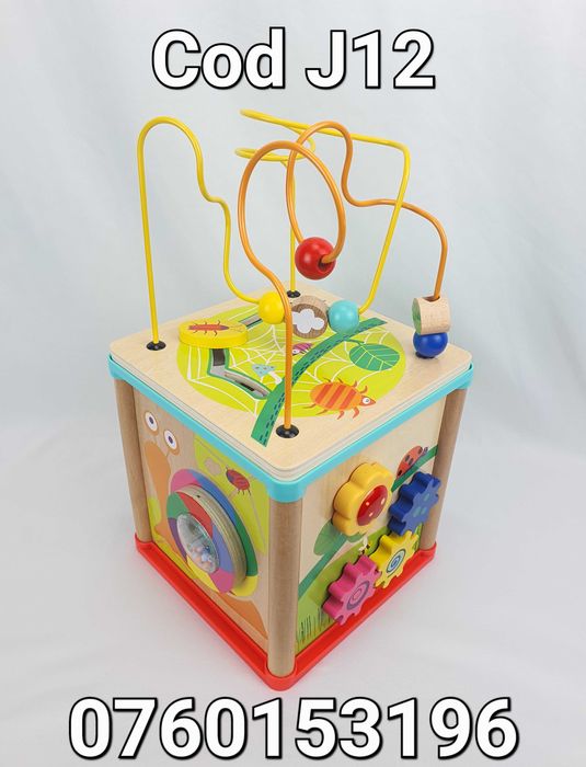 Centru-Cub de activitati Cu animale-Educativ-Interactiv-Din Lemn-J12