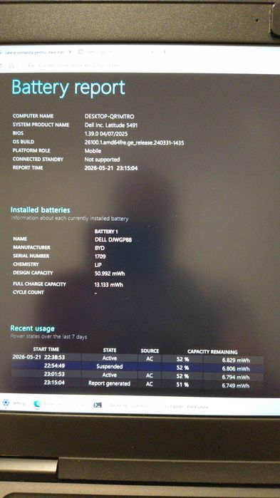 Laptop DELL 5491 (Intel i5-8400H, 8GB RAM, SSD 256GB)