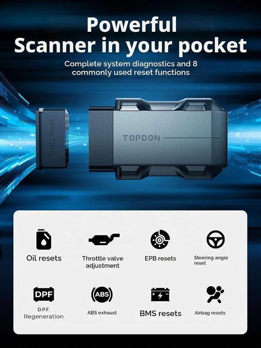 Диагностика за кола TOPDON Topscan Bluetooth OBD2 диагностичен инструмент за iPhone и Android