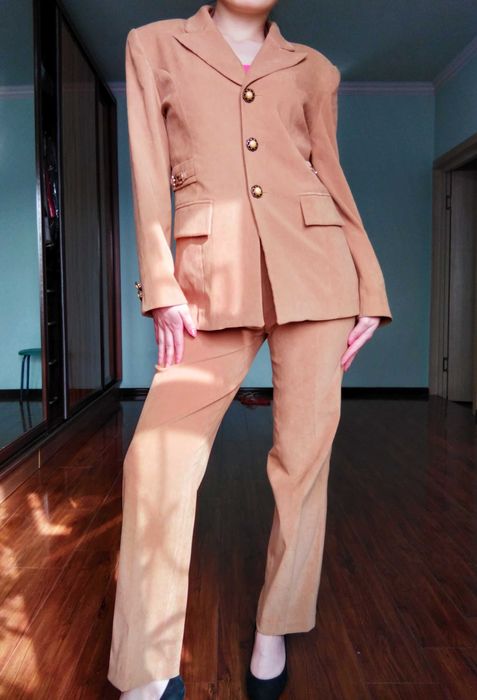 Брючный классический женский костюм винтажный пиджак и брюки