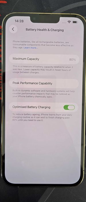 iPhone 13 Pro Max, 256GB, Gold — 80% Battery Health