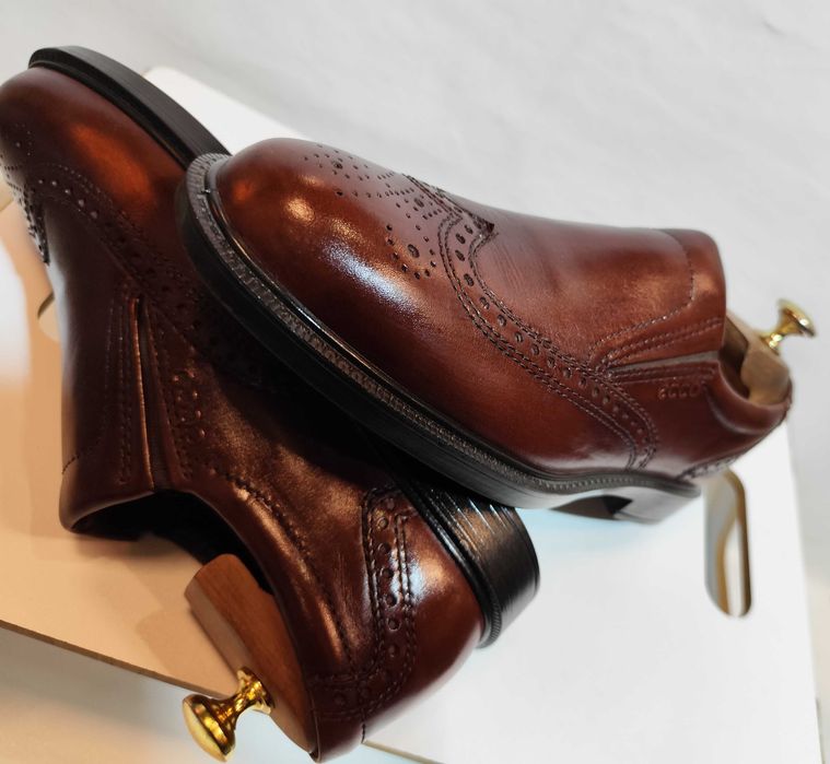 Pantofi loafer 40.5 41 brogue de lux ECCO piele naturala moale