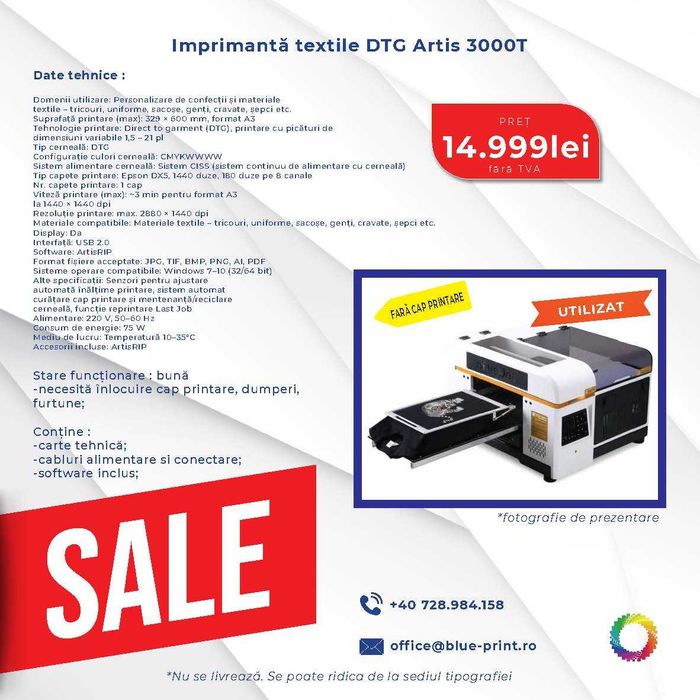 Imprimantă textile DTG Artis 3000T