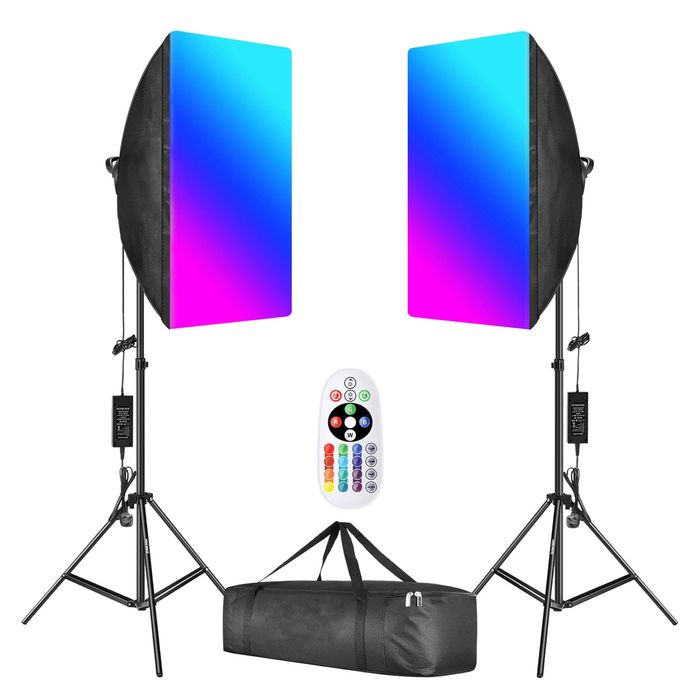 2бр Проф. Фото Видео. софтбокс. RGB.+Дневна и топла светлина.