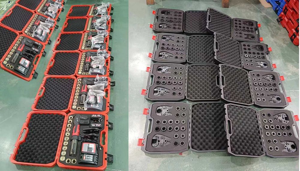 masina sertizat 3 in 1, 2 baterii 5Ah, bacuri TH U V M, cabluri CU/AL