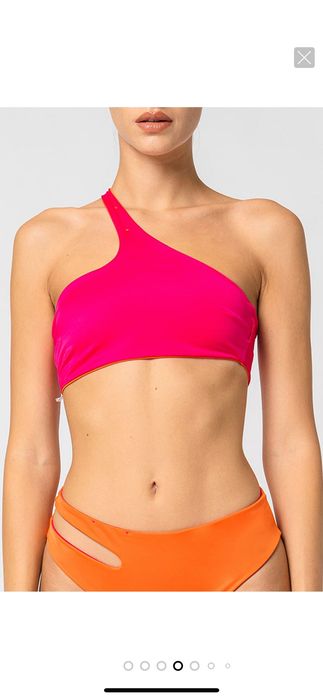 Двулицев бански от 2 части в розово и оранжево