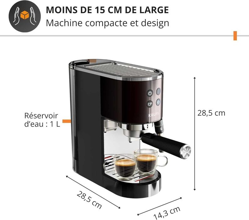 Кафемашина Krups Virtuoso+ , 15bar, неръждаема, еспресо и капучино