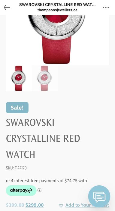 Swarovski crystalline red watch