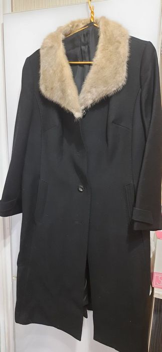 Винтажное пальто Kärner из 100% чистой шерсти ворот Норка