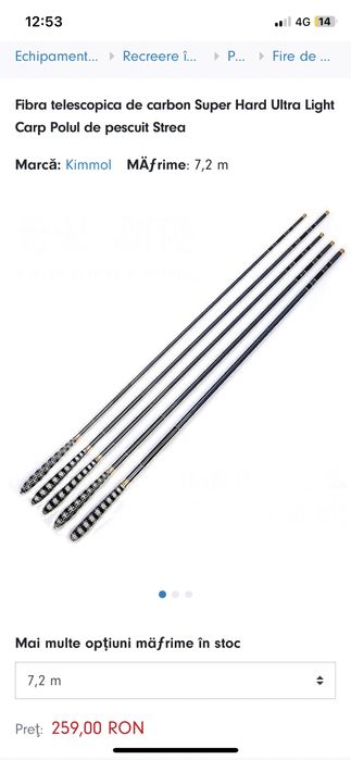 Undița ,varga pescuit 7.2 m ,6,2 m extrem de usoare