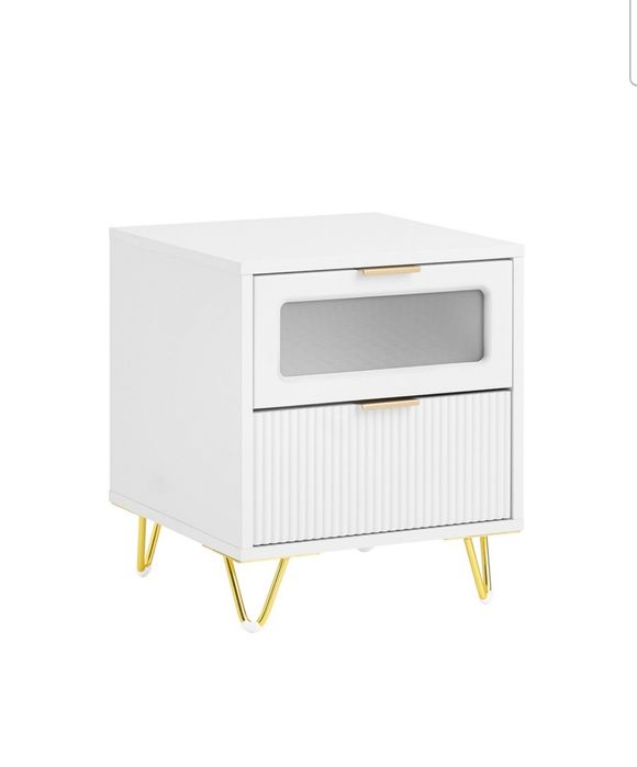 Noptiera, Sobuy, cu 2 sertare, alb, 40x40x47cm