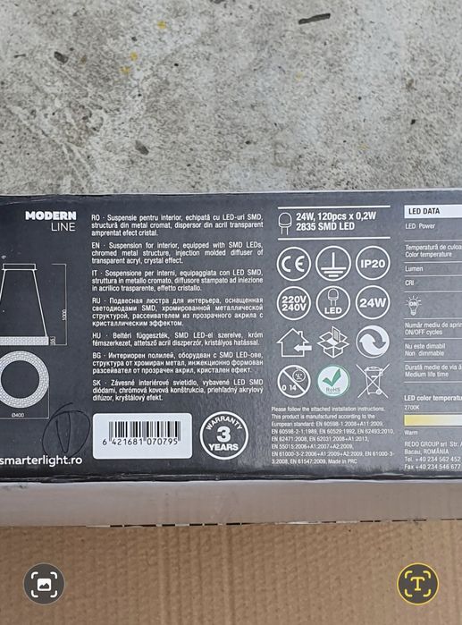 Lustră Mobexpert LED, 24W, 4000K, 2134 Im