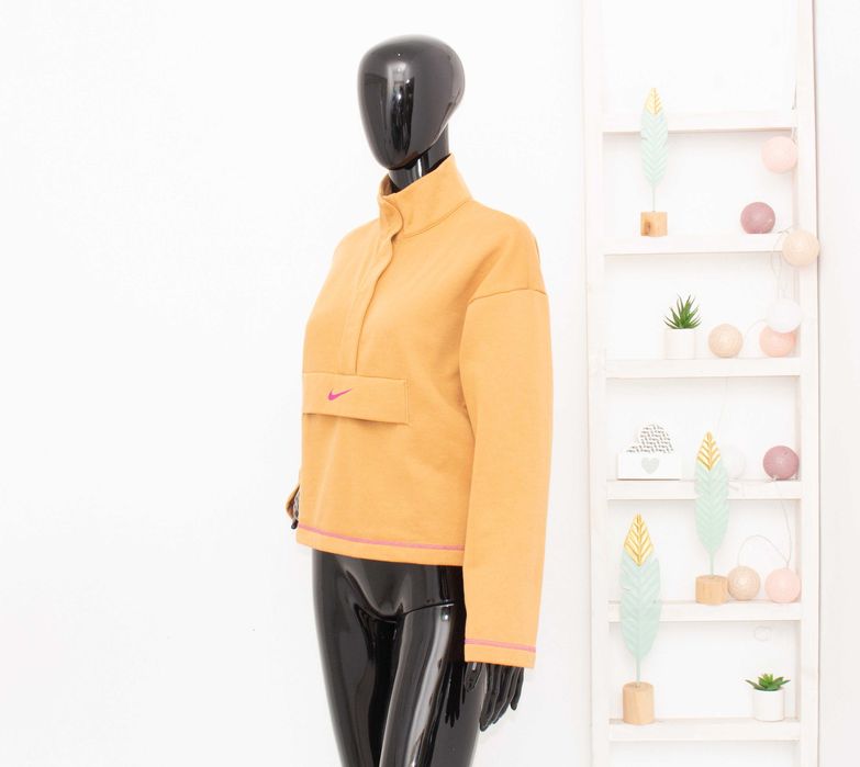 Nike Swoosh дамски суичър цвят горчица флиис 1/4 цип пуловер XS