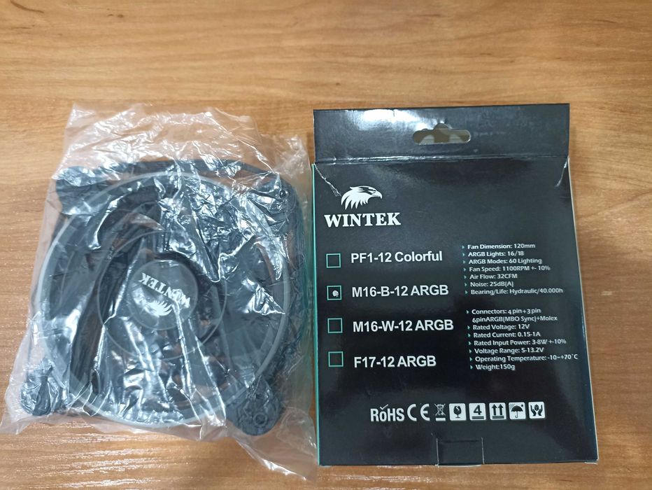 Кулер Wintek M16-B-12 ARGB черный