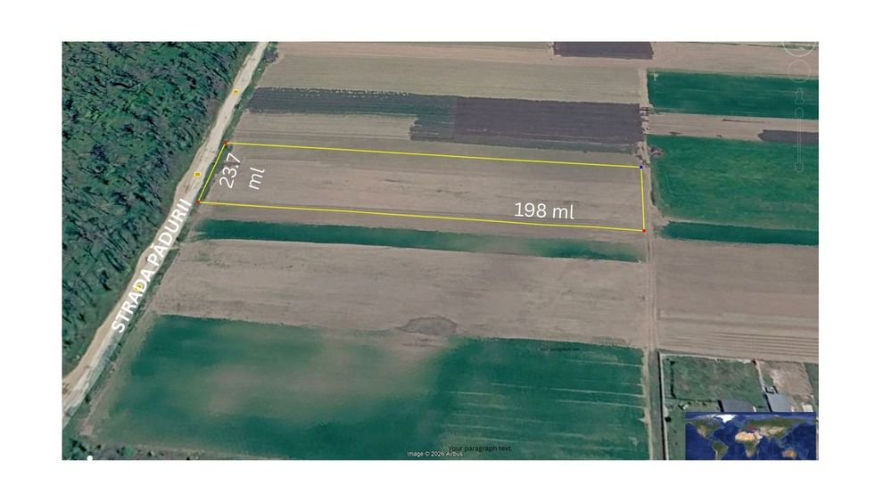 Teren intravilan, 4700 mp, dublu front stradal, la marginea Pădurii Co