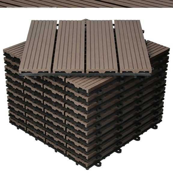 Декинг плочи WPC кафяви 30х30х2.2см