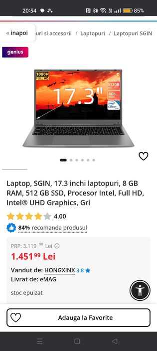 Laptop 17,3 inch aproape nou
