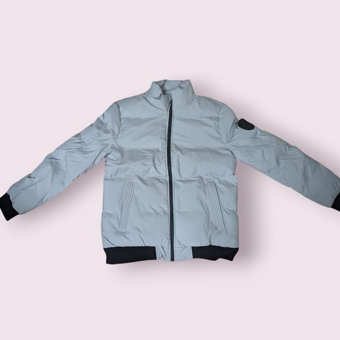 Зимно мъжко пухено яке сивкаво (мръсно бяло)