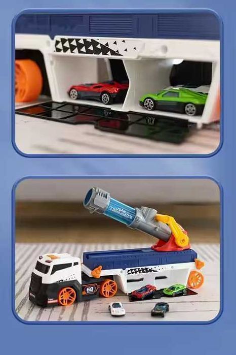 Camion de Jucarie Copii, 10 Masinute, 6 Bile Moi, Tun de Propulsare