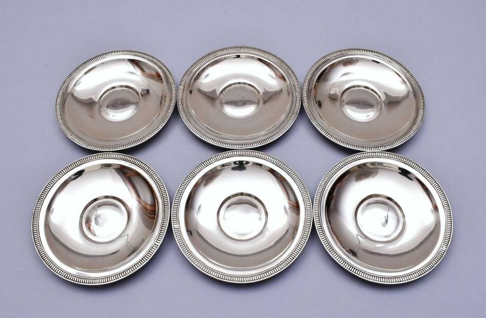 Set 6 cești cu farfurioare ARGINT MASIV 915 Spaniol | 787g | Vintage de lux