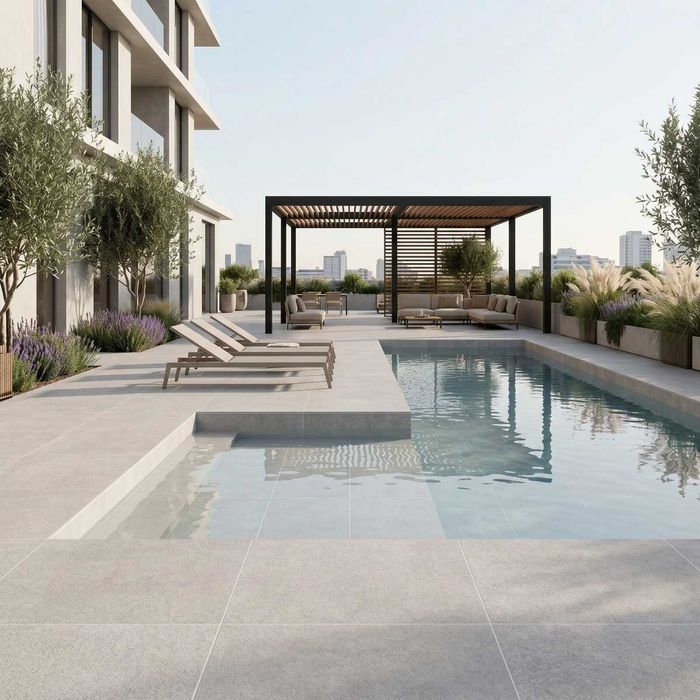 Gresie Interior/Exterior Portelanata Art Grey, 60X120 cm, Gri, Mata, Rectificata, Aspect Beton