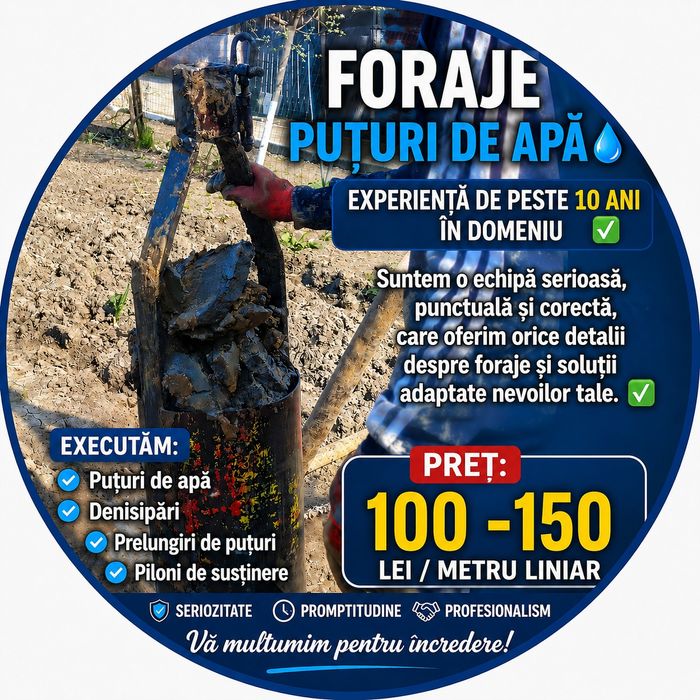 Foraje puțuri apa