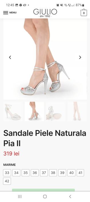 Sandale argintii cu toc