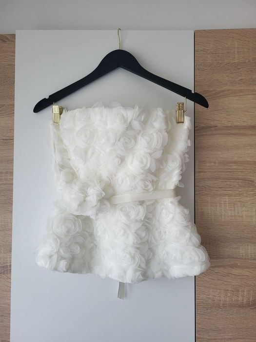 Бял топ с пеплум Christine fashion М размер