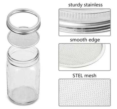 304 Неръждаема Цедка за Буркани Капачка за Покълване на Семена Кълнове