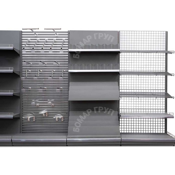 ПРОМО! Крайстенен стелаж за магазин бял или тъмно сив мат!