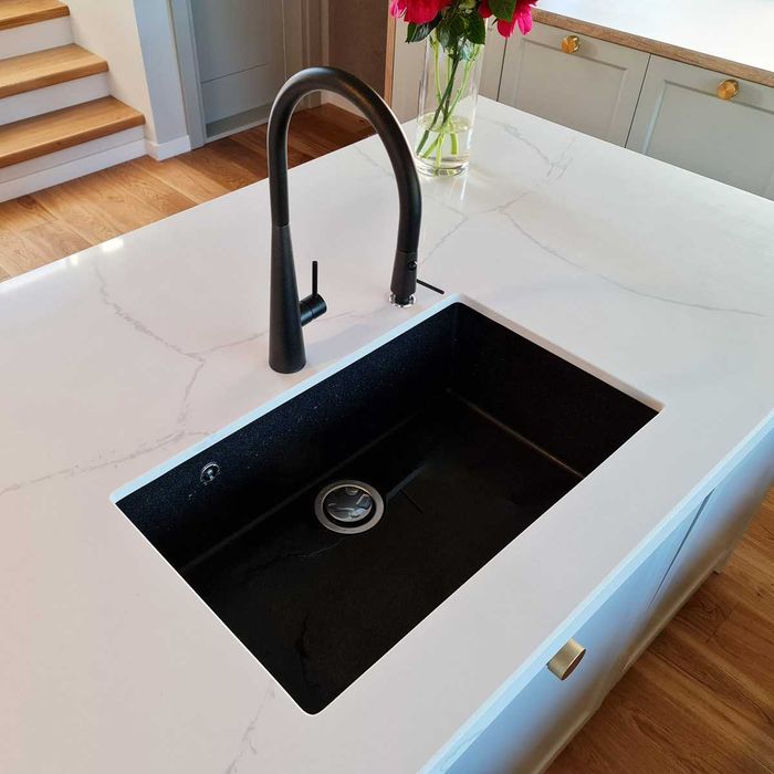 Chiuveta bucatarie granit CookingAid Cube ON7610 Neagra / Black Metal