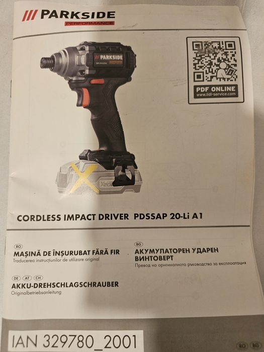 Parkside performance impact primul model 20-Li A1