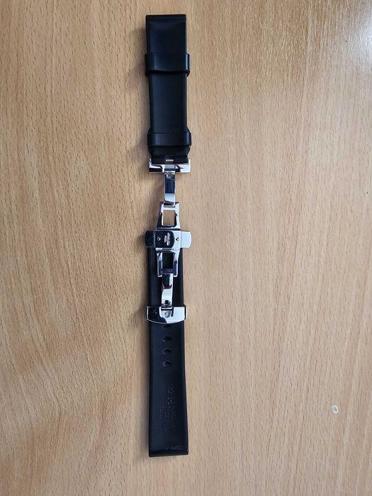 Curea de Ceas Neagra Hirsch Accent, Cauciuc, Latime 22mm, Lungime 20cm