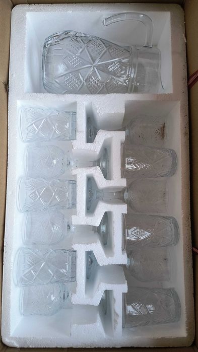 Стъклен сервиз- чаши, чинии, кана