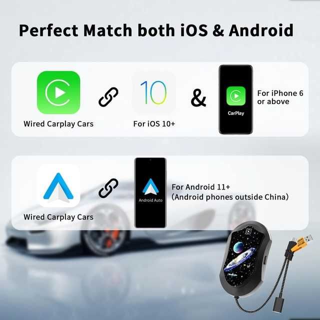 Carplay.  Adaptor Wireless 2 In 1 Android Auto