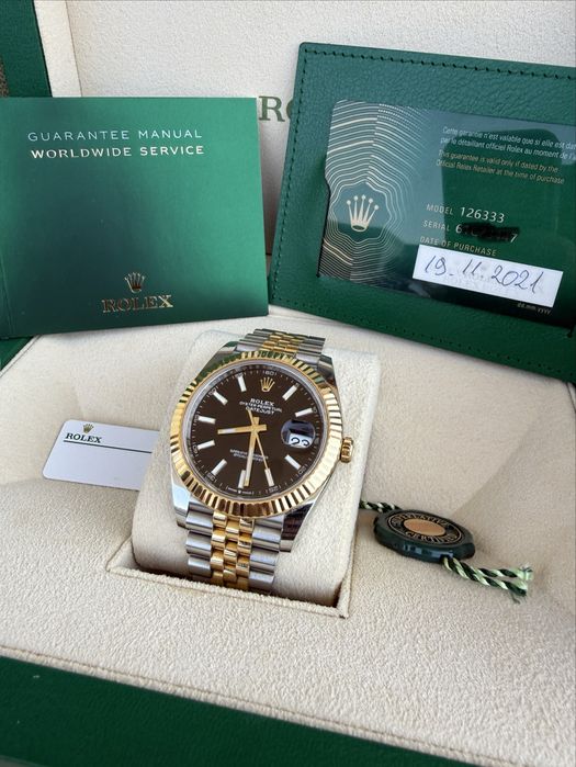 Rolex 126333 DateJust Black Stick 41 Two Tone Yellow Gold 41mm